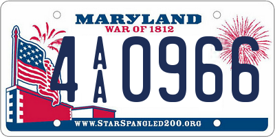 MD license plate 4AA0966