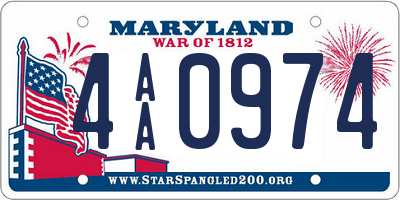 MD license plate 4AA0974