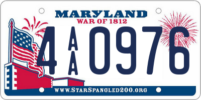 MD license plate 4AA0976