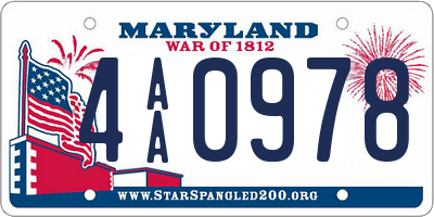 MD license plate 4AA0978