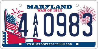 MD license plate 4AA0983