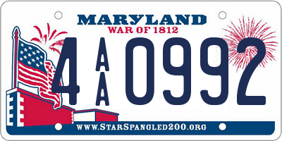 MD license plate 4AA0992