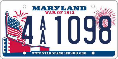 MD license plate 4AA1098
