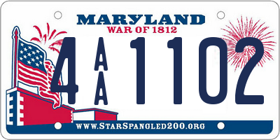 MD license plate 4AA1102