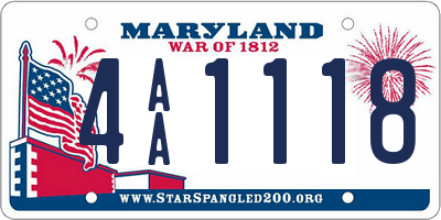 MD license plate 4AA1118