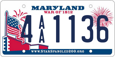 MD license plate 4AA1136
