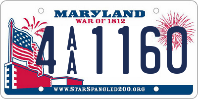 MD license plate 4AA1160