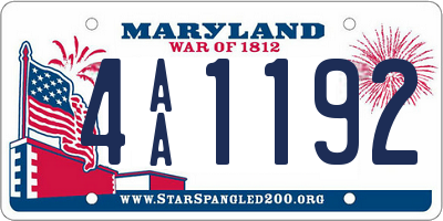 MD license plate 4AA1192