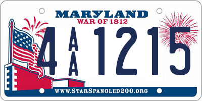 MD license plate 4AA1215