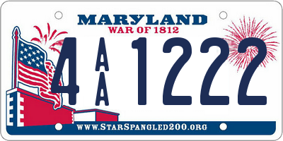 MD license plate 4AA1222