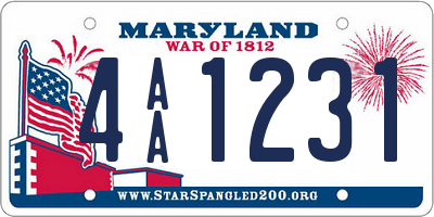 MD license plate 4AA1231