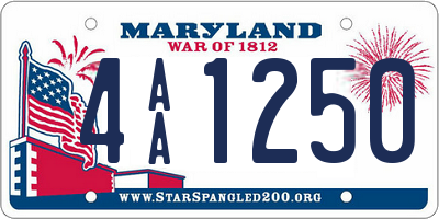 MD license plate 4AA1250