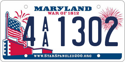 MD license plate 4AA1302