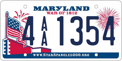 MD license plate 4AA1354