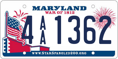 MD license plate 4AA1362