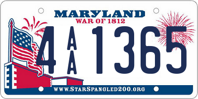 MD license plate 4AA1365