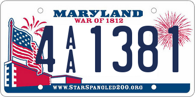 MD license plate 4AA1381