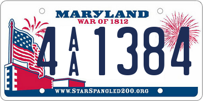 MD license plate 4AA1384