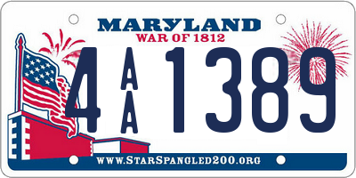 MD license plate 4AA1389