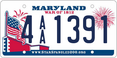 MD license plate 4AA1391