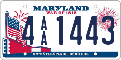 MD license plate 4AA1443