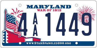 MD license plate 4AA1449