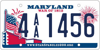 MD license plate 4AA1456