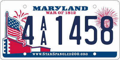 MD license plate 4AA1458