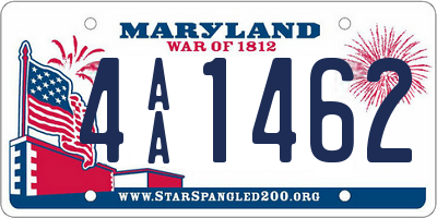 MD license plate 4AA1462