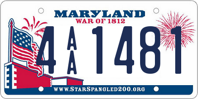 MD license plate 4AA1481
