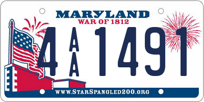 MD license plate 4AA1491