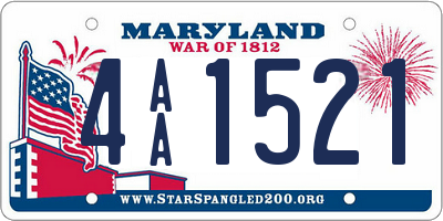 MD license plate 4AA1521