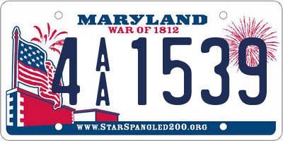 MD license plate 4AA1539