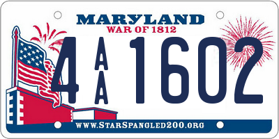 MD license plate 4AA1602