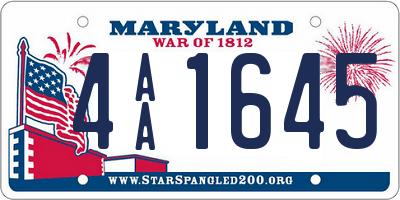 MD license plate 4AA1645