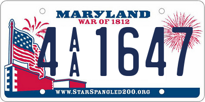 MD license plate 4AA1647