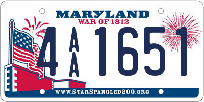 MD license plate 4AA1651