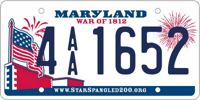 MD license plate 4AA1652