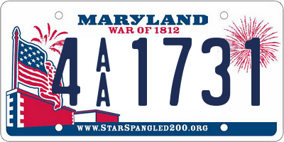 MD license plate 4AA1731