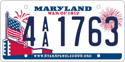 MD license plate 4AA1763