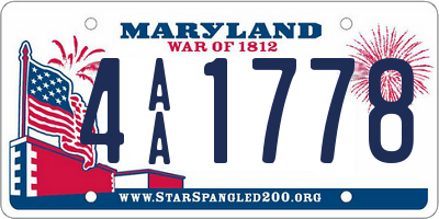 MD license plate 4AA1778