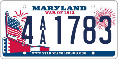 MD license plate 4AA1783