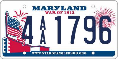 MD license plate 4AA1796