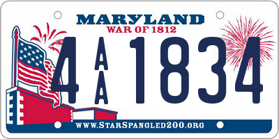 MD license plate 4AA1834