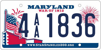 MD license plate 4AA1836