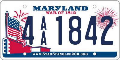 MD license plate 4AA1842