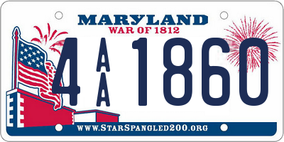 MD license plate 4AA1860