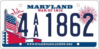 MD license plate 4AA1862