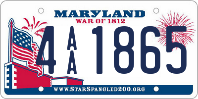 MD license plate 4AA1865