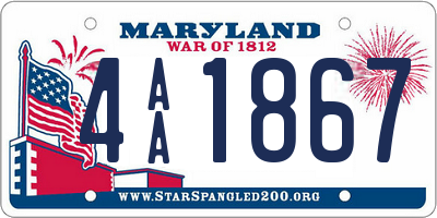 MD license plate 4AA1867